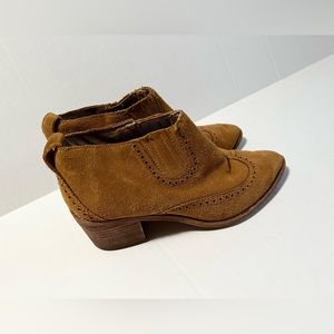 Madewell suede leather western ankle boots size 8 Carmel brown